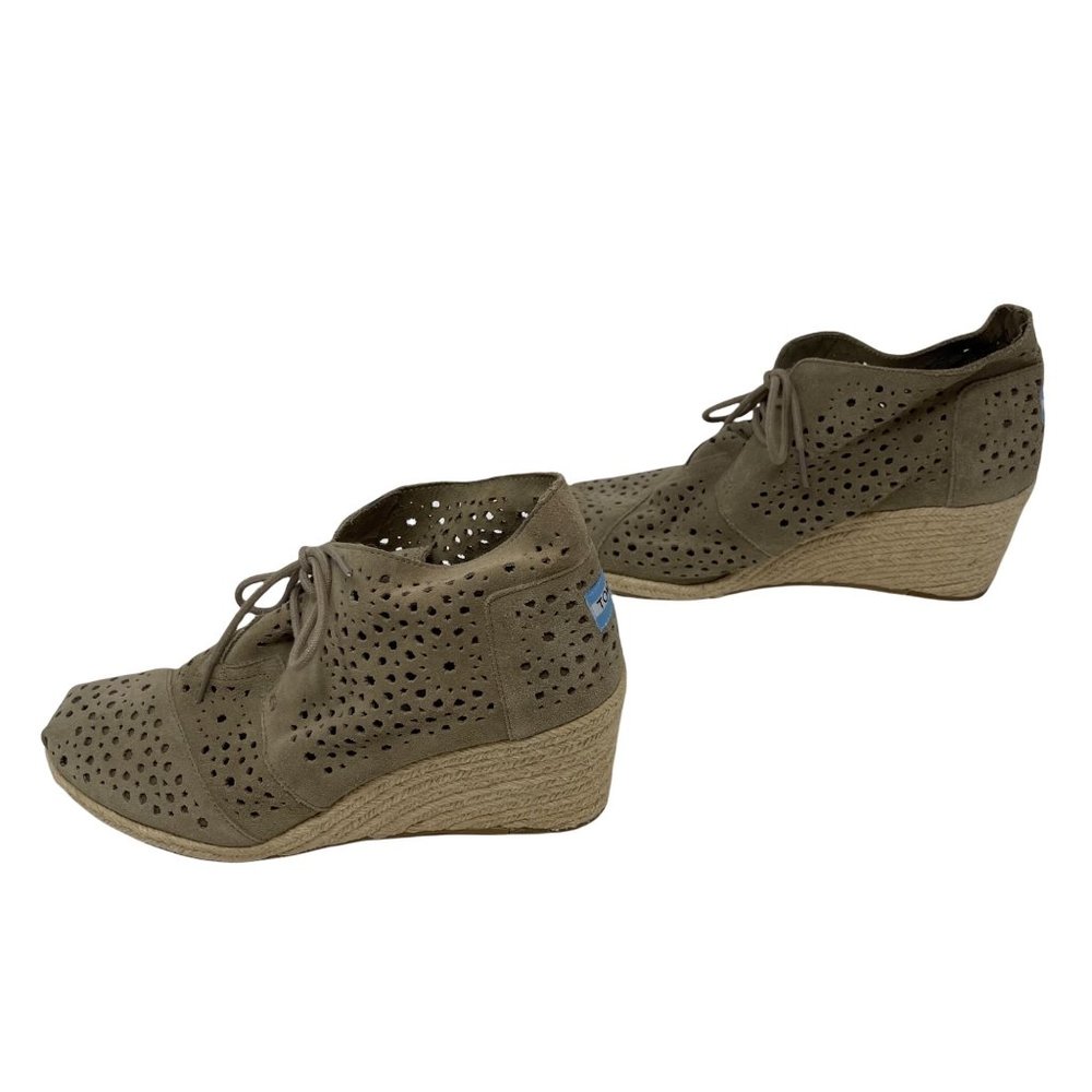 Tom’s Moroccan Cutout Suede Wedge Bootie Size 12